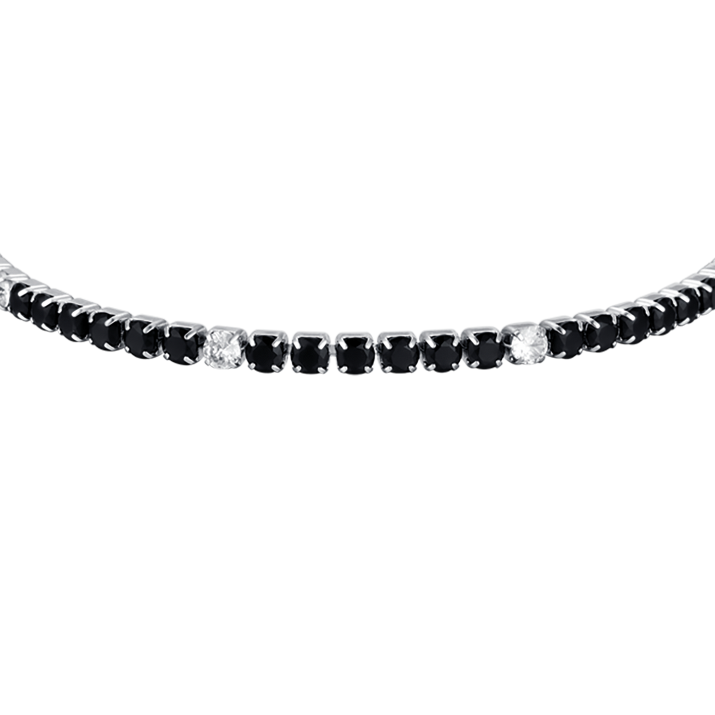 BRACCIALE TENNIS UOMO IN ACCIAIO CON CRISTALLI NERI E BIANCHI