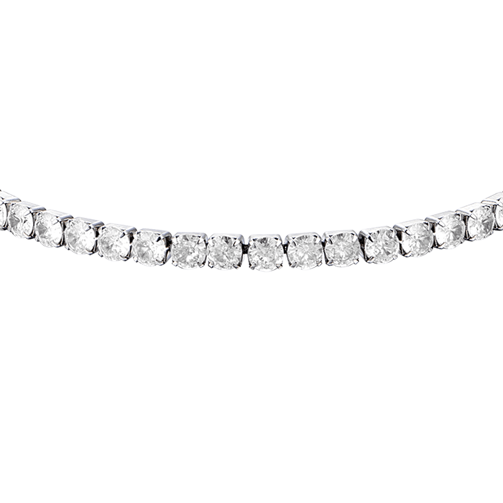BRACCIALE TENNIS UOMO IN ACCIAIO CON CRISTALLI BIANCHI