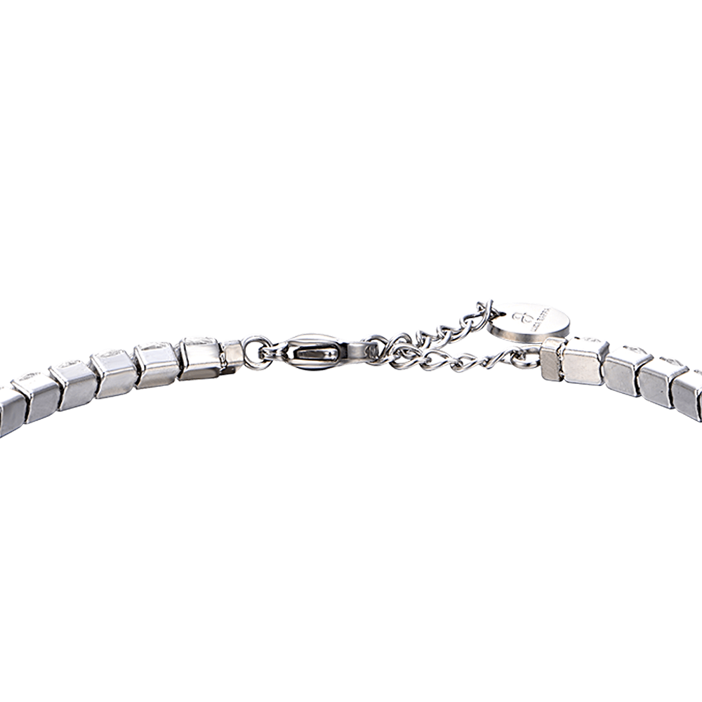 BRACCIALE TENNIS UOMO IN ACCIAIO CON CRISTALLI BIANCHI