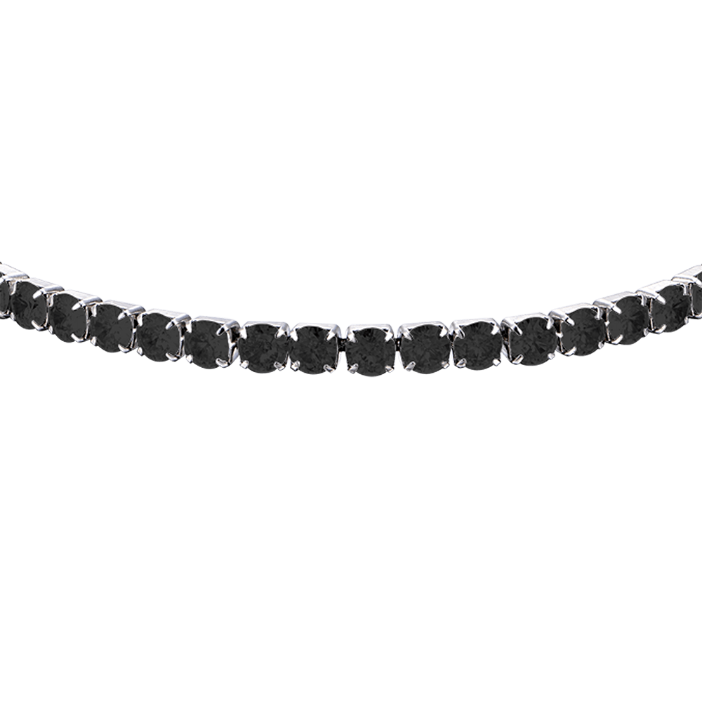 BRACCIALE  TENNIS UOMO IN ACCIAIO CON CRISTALLI NERI
