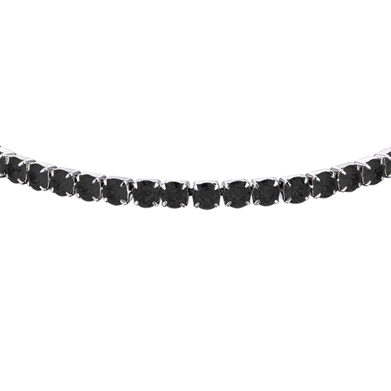 BRACCIALE  TENNIS UOMO IN ACCIAIO CON CRISTALLI NERI