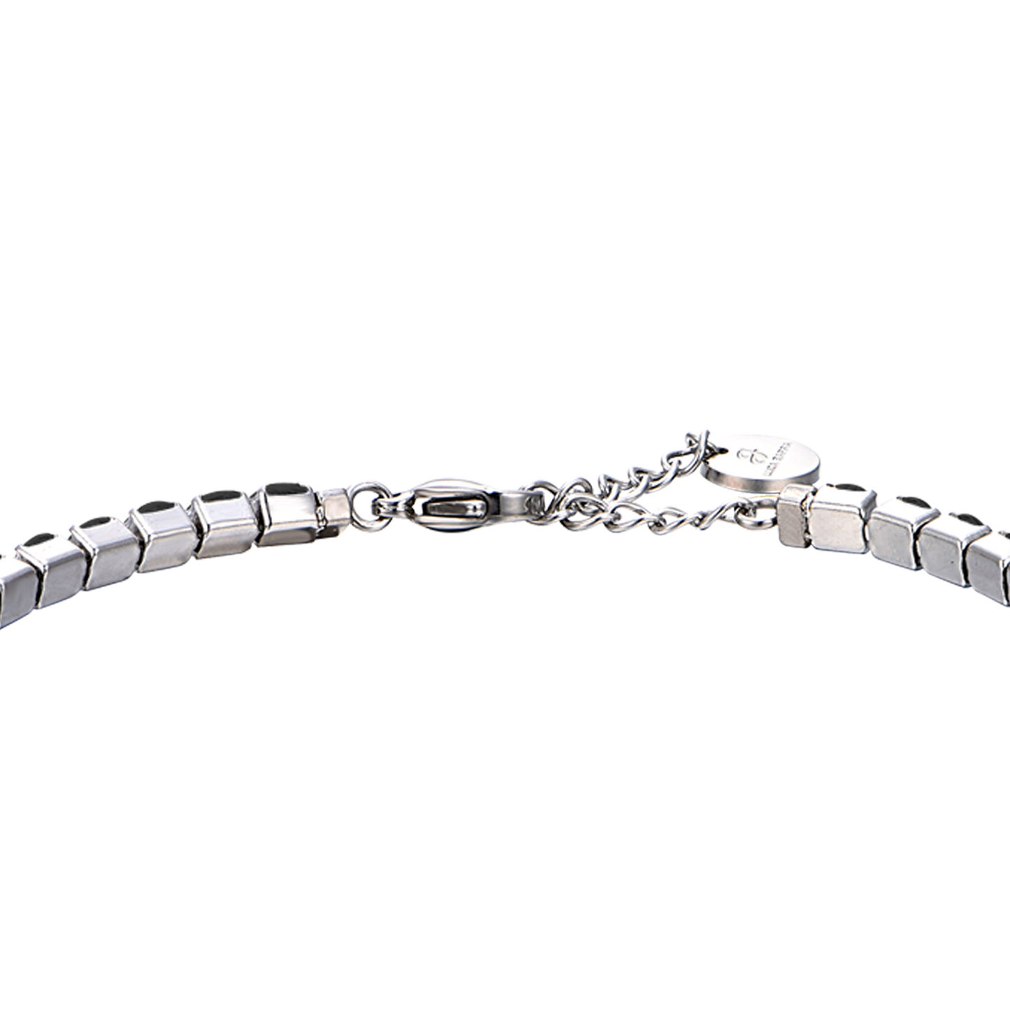 BRACCIALE  TENNIS UOMO IN ACCIAIO CON CRISTALLI NERI