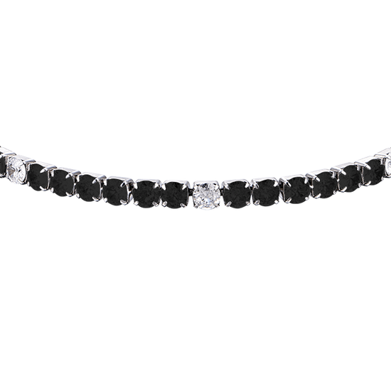 BRACCIALE TENNIS UOMO IN ACCIAIO CON CRISTALLI NERI E BIANCHI