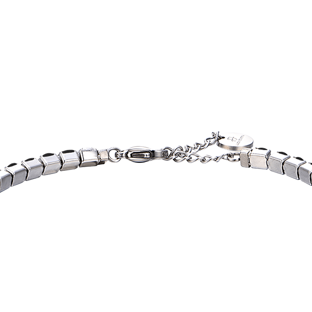 BRACCIALE TENNIS UOMO IN ACCIAIO CON CRISTALLI NERI E BIANCHI