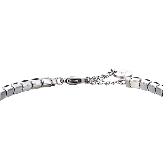 BRACCIALE TENNIS UOMO IN ACCIAIO CON CRISTALLI NERI E BIANCHI