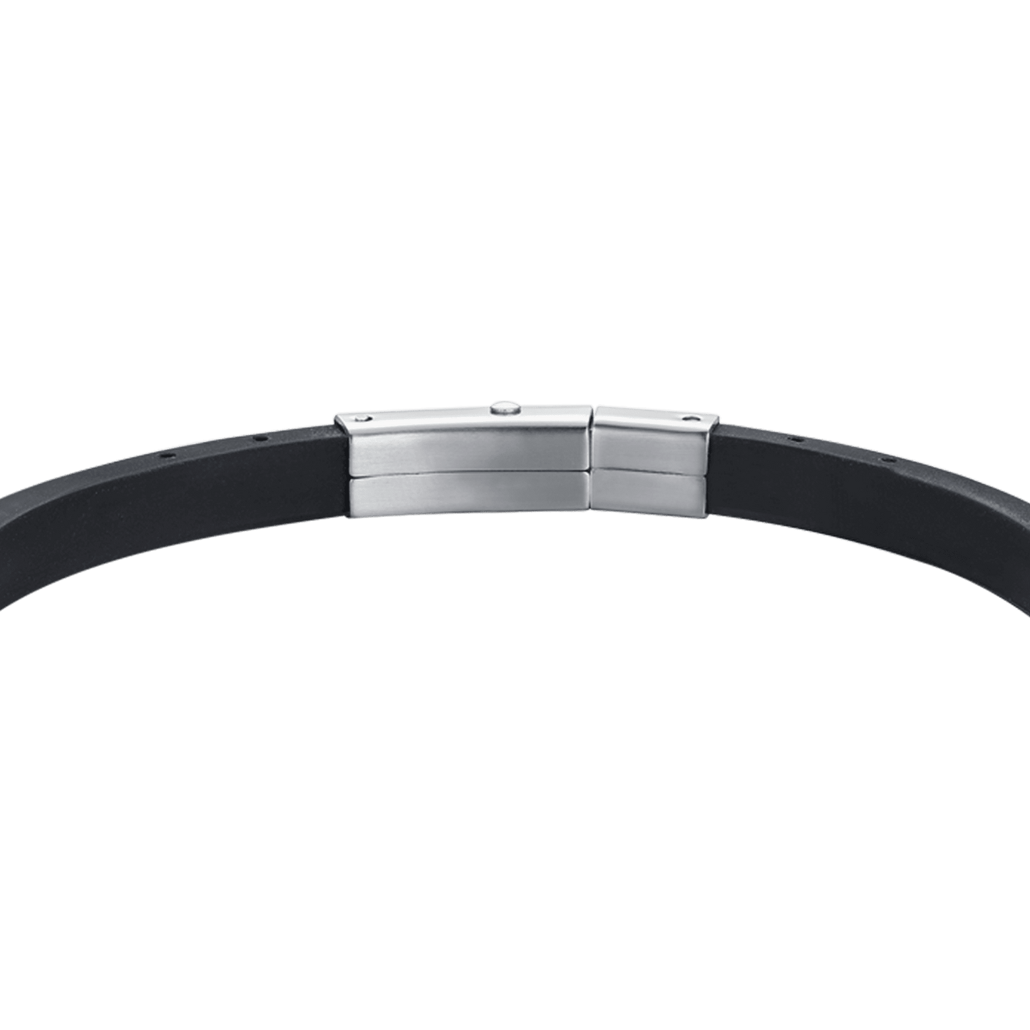 BRACCIALE UOMO SILICONE NERO CON ELEMENTI IN ACCIAIO E IP NERO E ROSA DEI VENTI