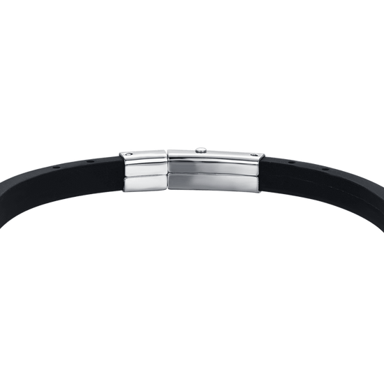 BRACCIALE UOMO SILICONE NERO CON ELEMENTI IN ACCIAIO IP GOLD E NERO CON ANCORA