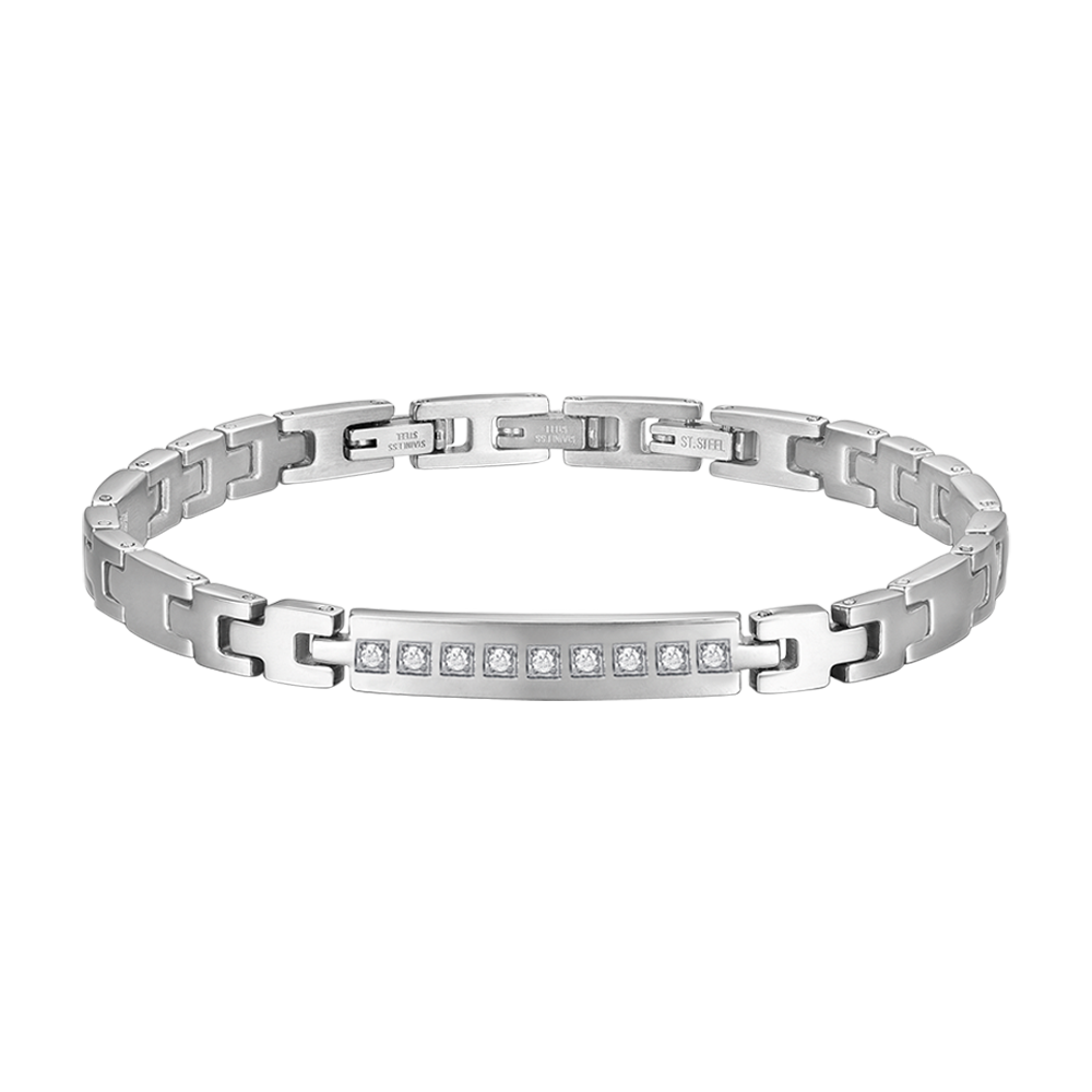 Bracelet En Métal Argenté Avec Cristaux Luxury.B - Neuf Sans Emballage - Style élégant Et Brillant