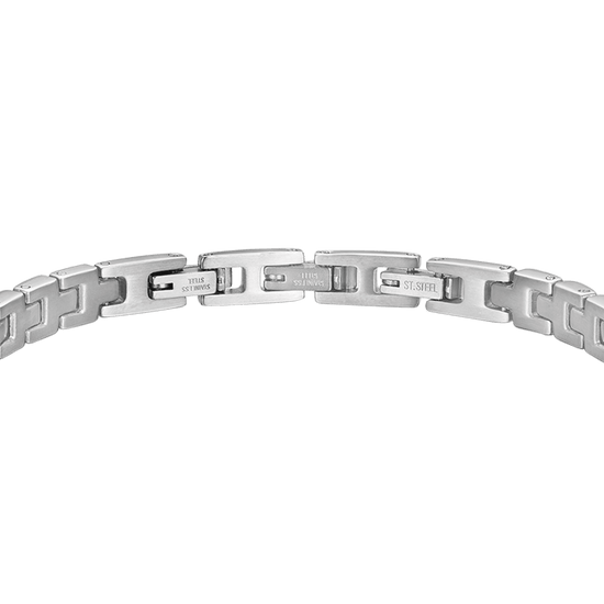 BRACCIALE UOMO IN ACCIAIO CON CRISTALLI BIANCHI