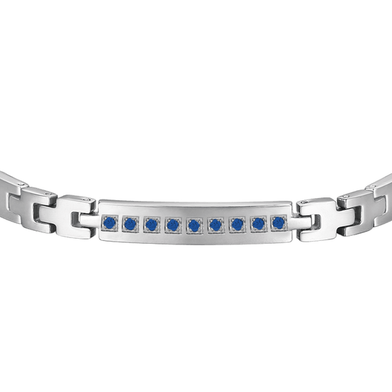 BRACCIALE UOMO IN ACCIAIO CON CRISTALLI BLU