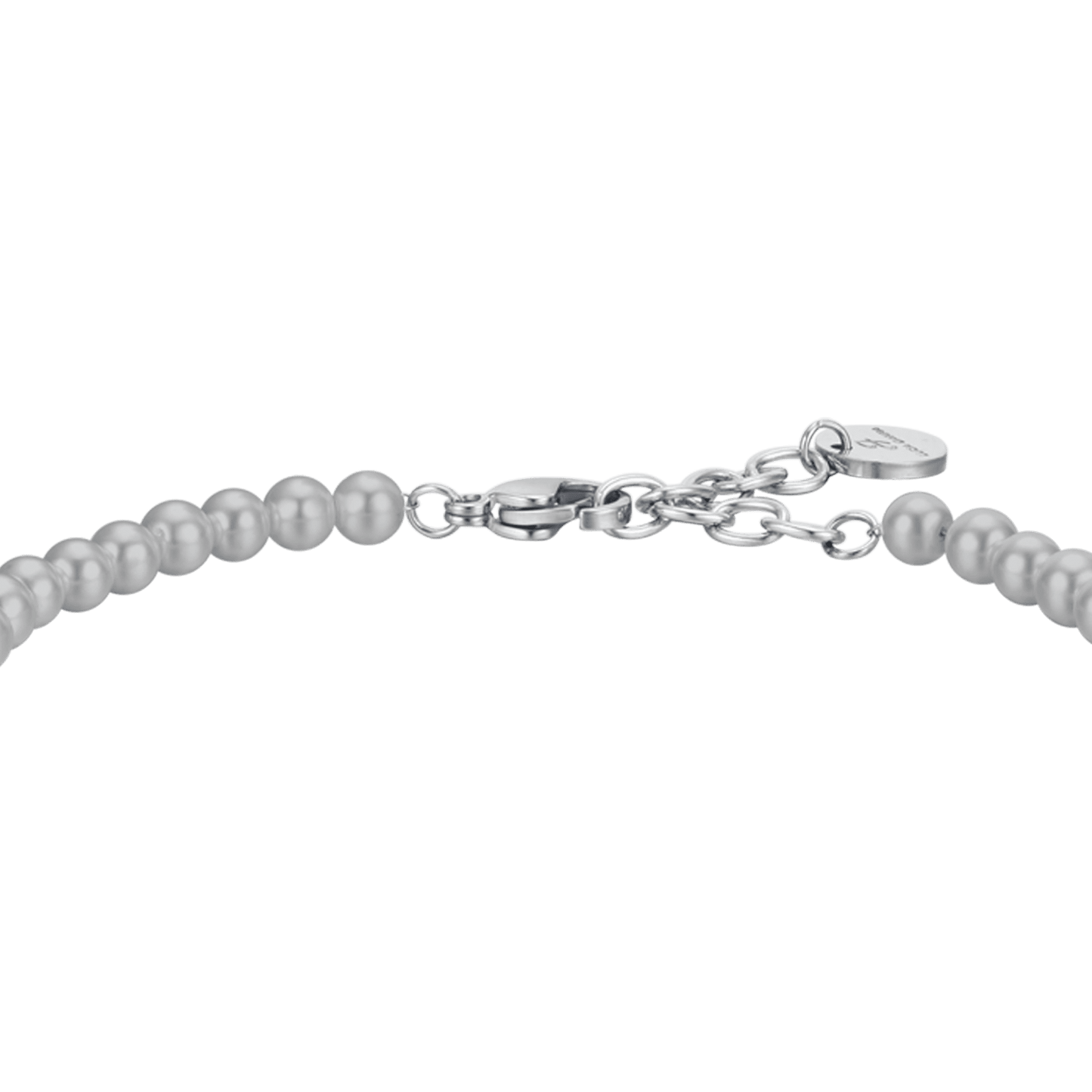 BRACCIALE UOMO IN ACCIAIO CON PERLE SINTETICHE GRIGIE
