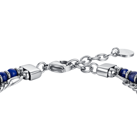 BRACCIALE UOMO IN ACCIAIO CON PIETRE BLU ED ELEMENTI IN ACCIAIO