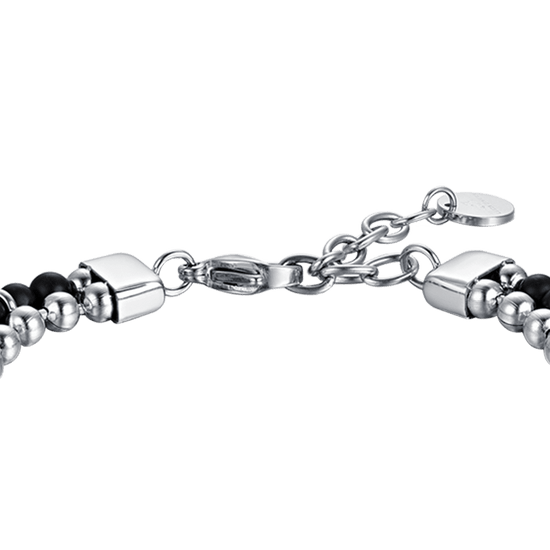 BRACCIALE UOMO IN ACCIAIO CON AGATA NERA ED ELEMENTI IN ACCIAIO