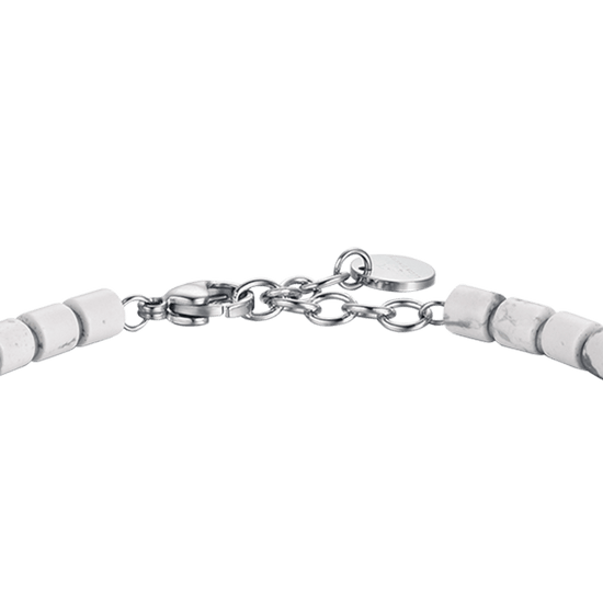 BRACCIALE UOMO IN ACCIAIO CON PIETRE BIANCHE