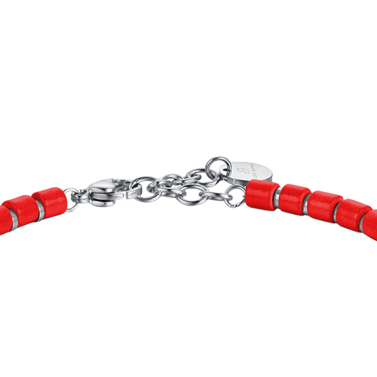 BRACCIALE UOMO IN ACCIAIO CON PIETRE ROSSE Luca Barra