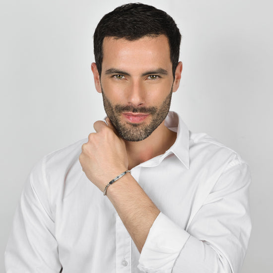 BRACCIALE UOMO IN ACCIAIO GRAZIE MAESTRO CON PIASTRA