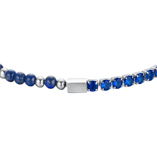 BRACCIALE UOMO IN ACCIAIO CON CRISTALLI BLU E PIETRE BLU