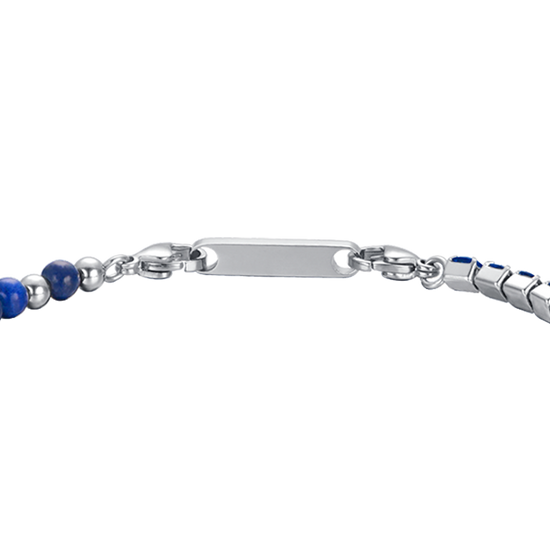 BRACCIALE UOMO IN ACCIAIO CON CRISTALLI BLU E PIETRE BLU