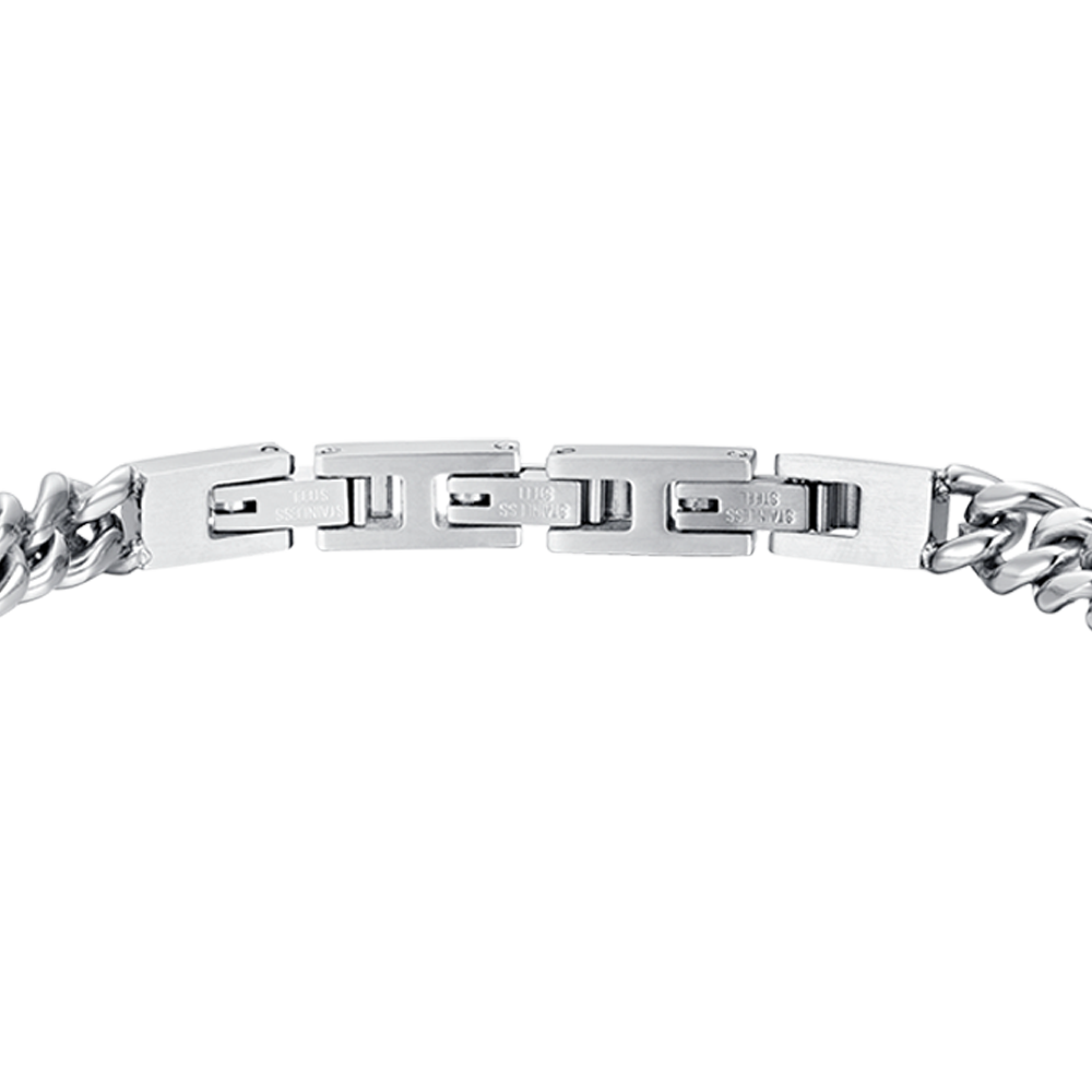 BRACCIALE UOMO IN ACCIAIO CON ELEMENTO CON CRISTALLI NERI