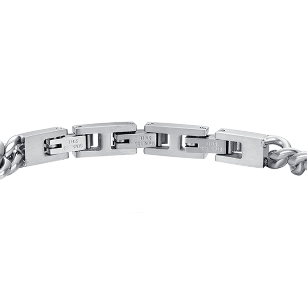 BRACCIALE UOMO IN ACCIAIO CON ELEMENTO CON CRISTALLI NERI