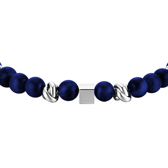 BRACCIALE UOMO IN ACCIAIO CON PIETRE BLU ED ELEMENTI IN ACCIAIO