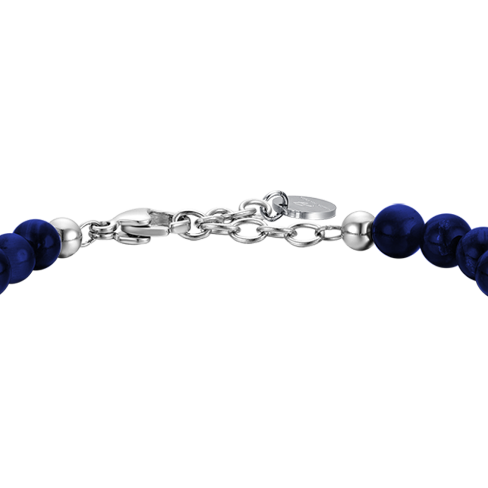 BRACCIALE UOMO IN ACCIAIO CON PIETRE BLU ED ELEMENTI IN ACCIAIO