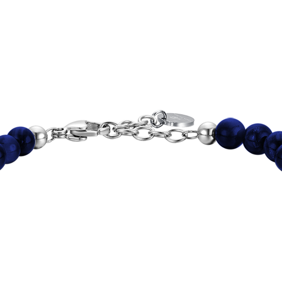 BRACCIALE UOMO IN ACCIAIO CON PIETRE BLU ED ELEMENTI IN ACCIAIO