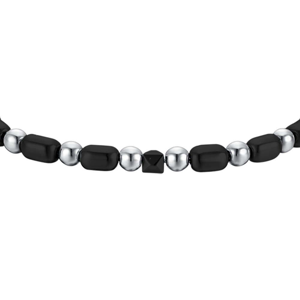 BRACCIALE UOMO IN ACCIAIO CON EMATITE IP GUN E NERA