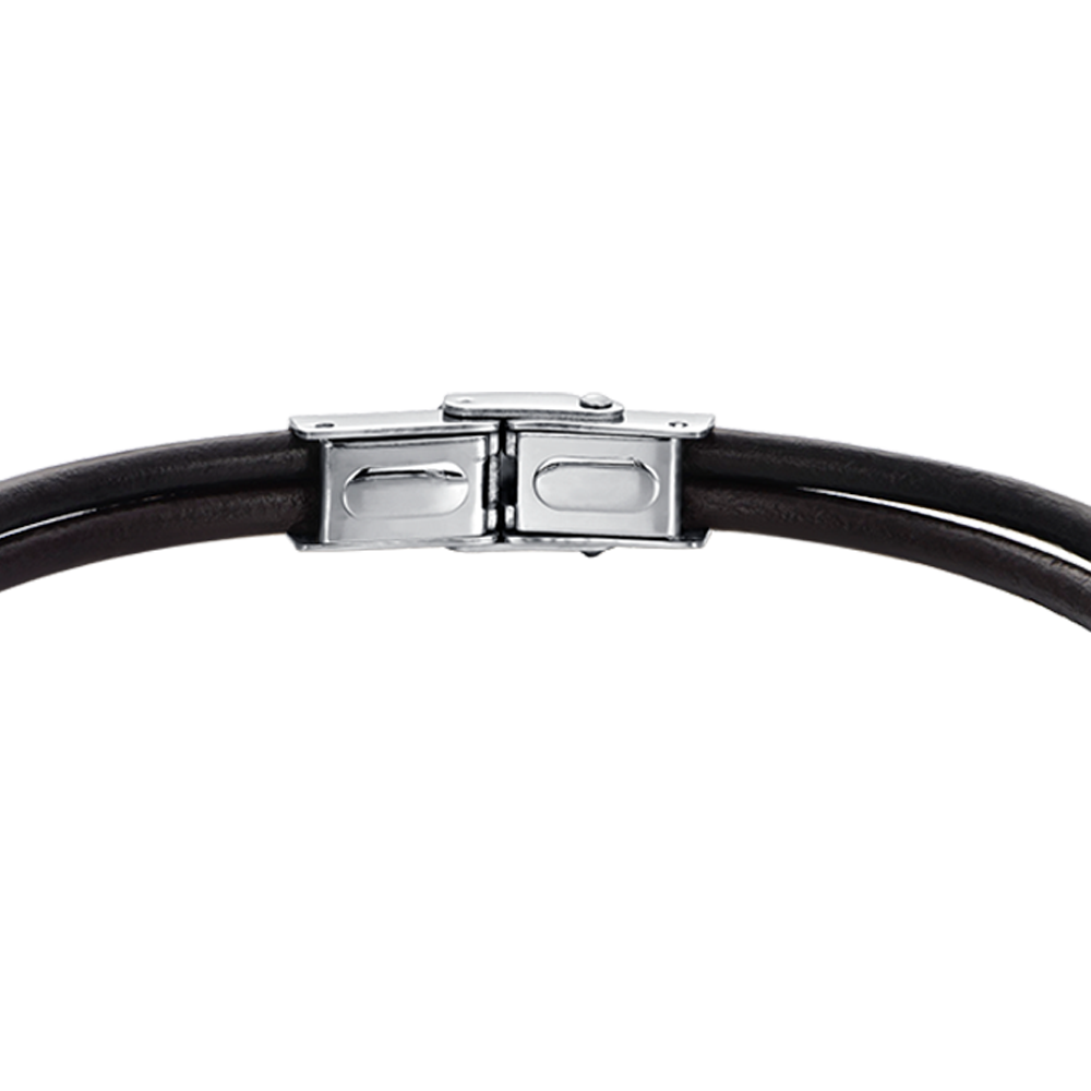 BRACCIALE UOMO IN CUOIO MARRONE CON ELEMENTI IN ACCIAIO