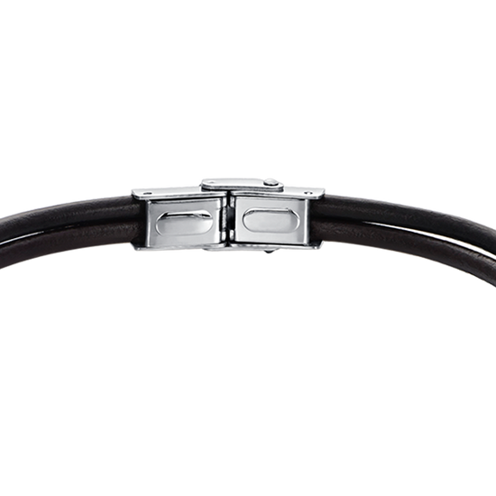 BRACCIALE UOMO IN CUOIO MARRONE CON ELEMENTI IN ACCIAIO