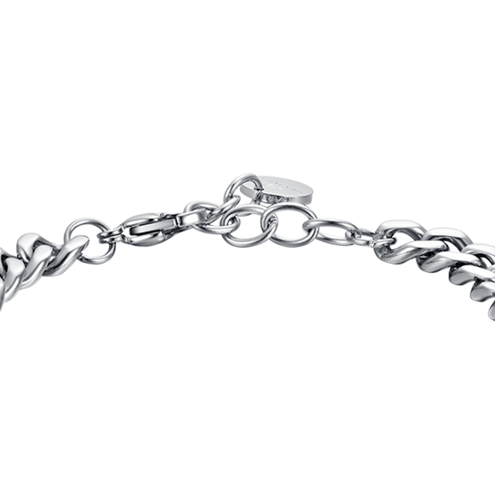 BRACCIALE UOMO IN ACCIAIO CON ELEMENTO IN CUOIO BLU