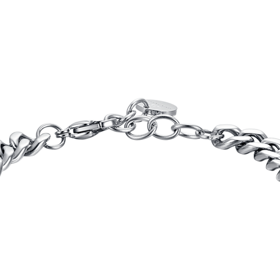 BRACCIALE UOMO IN ACCIAIO CON ELEMENTO IN CUOIO NERO