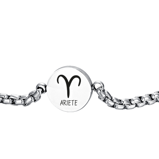 BRACCIALE UOMO IN ACCIAIO SEGNO ZODIACALE ARIETE PIASTRA