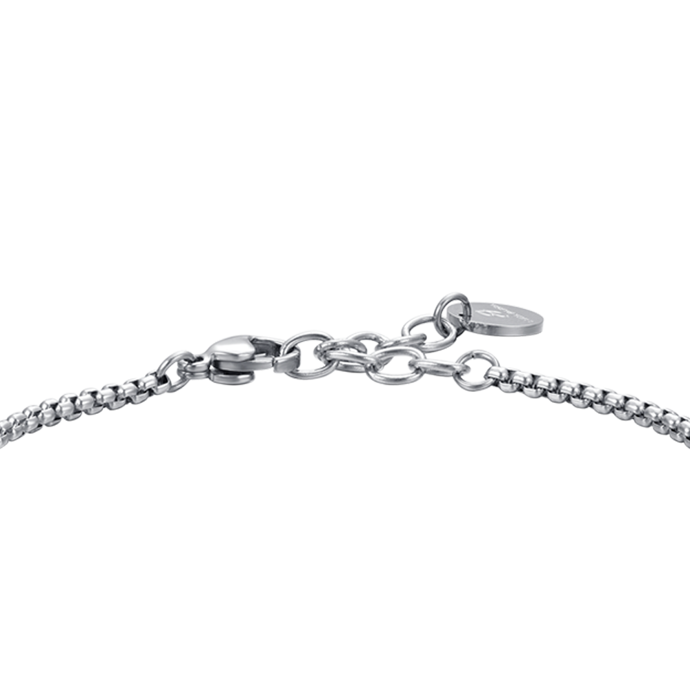 BRACCIALE UOMO IN ACCIAIO ELEMENTO CON CROCE SILVER E SMALTO NERO