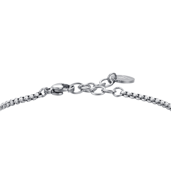 BRACCIALE UOMO IN ACCIAIO ELEMENTO CON CROCE SILVER E SMALTO NERO Luca Barra