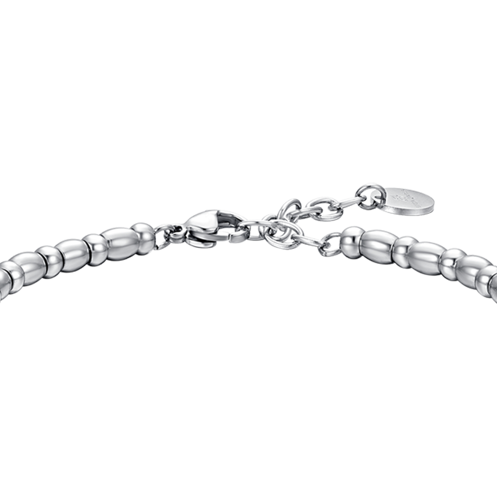 BRACCIALE UOMO IN ACCIAIO ELEMENTO CON GIGLIO SILVER E SMALTO NERO