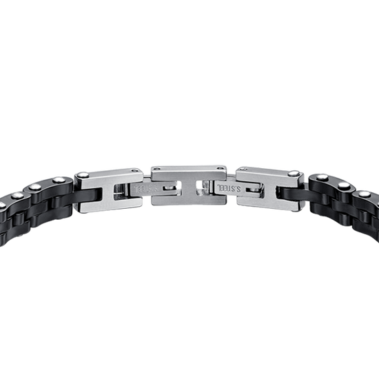 BRACCIALE UOMOIN ACCIAIO CON CERAMICA NERA E CRISTALLO NERO