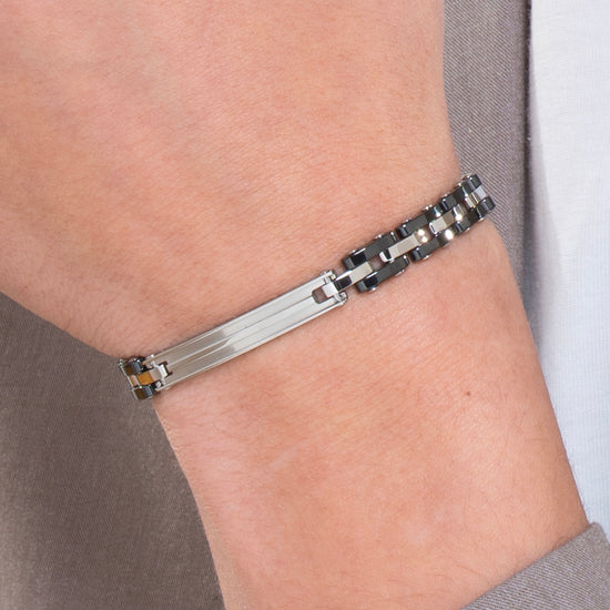 BRACCIALE UOMO IN ACCIAIO CON CERAMICA NERA