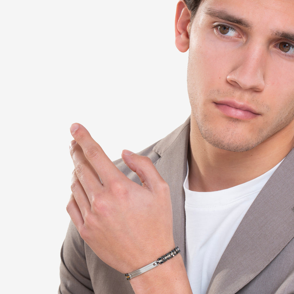 BRACCIALE UOMO IN ACCIAIO CON CERAMICA NERA