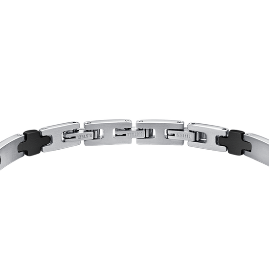 BRACCIALE UOMO IN ACCIAIO CON PIASTRA E CROCI IP NERO