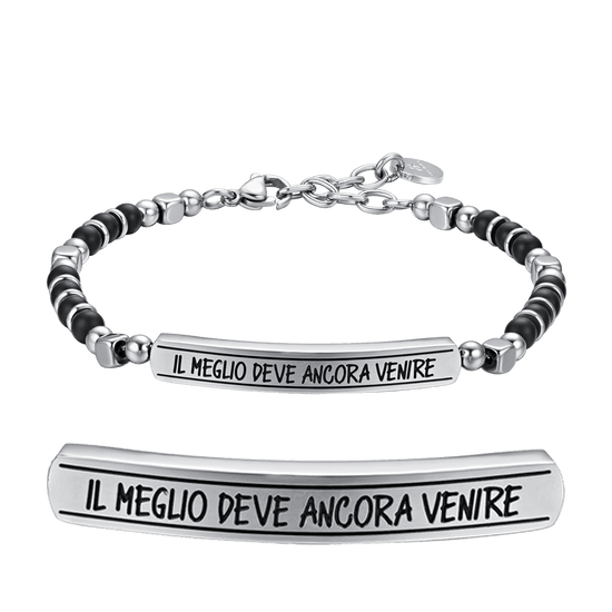 BRACCIALE UOMO IN ACCIAIO E PIETRE NERE IL MEGLIO DEVE ANCORA VENIRE