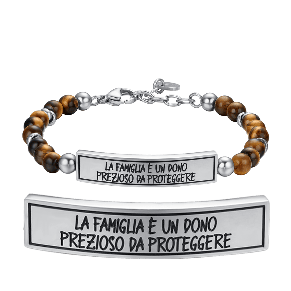 BRACCIALE UOMO IN ACCIAIO LA FAMIGLIA È UN DONO PREZIOSO DA PROTEGGERE Luca Barra