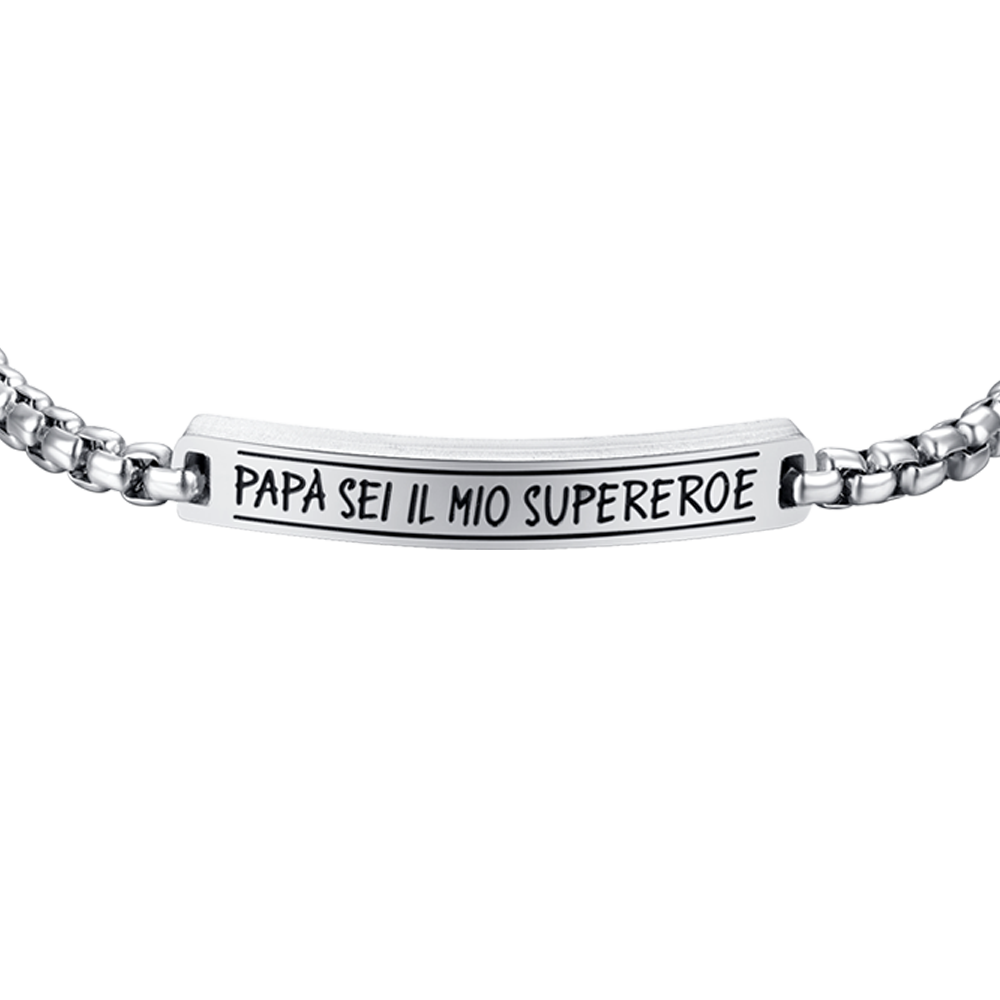 BRACCIALE UOMO IN ACCIAIO PAPÀ SEI IL MIO SUPEREROE