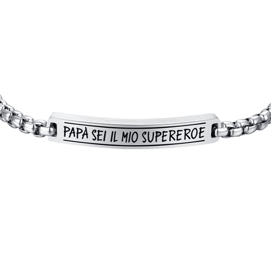 BRACCIALE UOMO IN ACCIAIO PAPÀ SEI IL MIO SUPEREROE