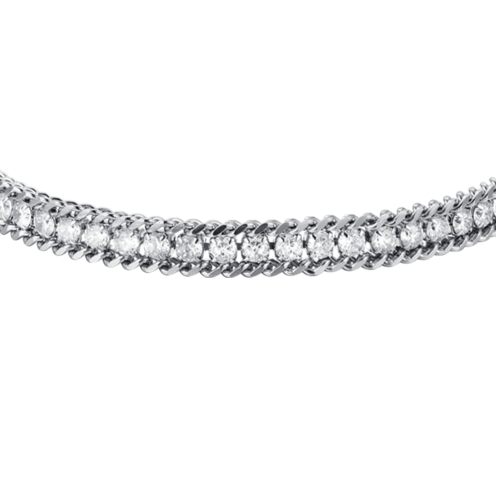 BRACCIALE TENNIS UOMO IN ACCIAIO CON CRISTALLI BIANCHI