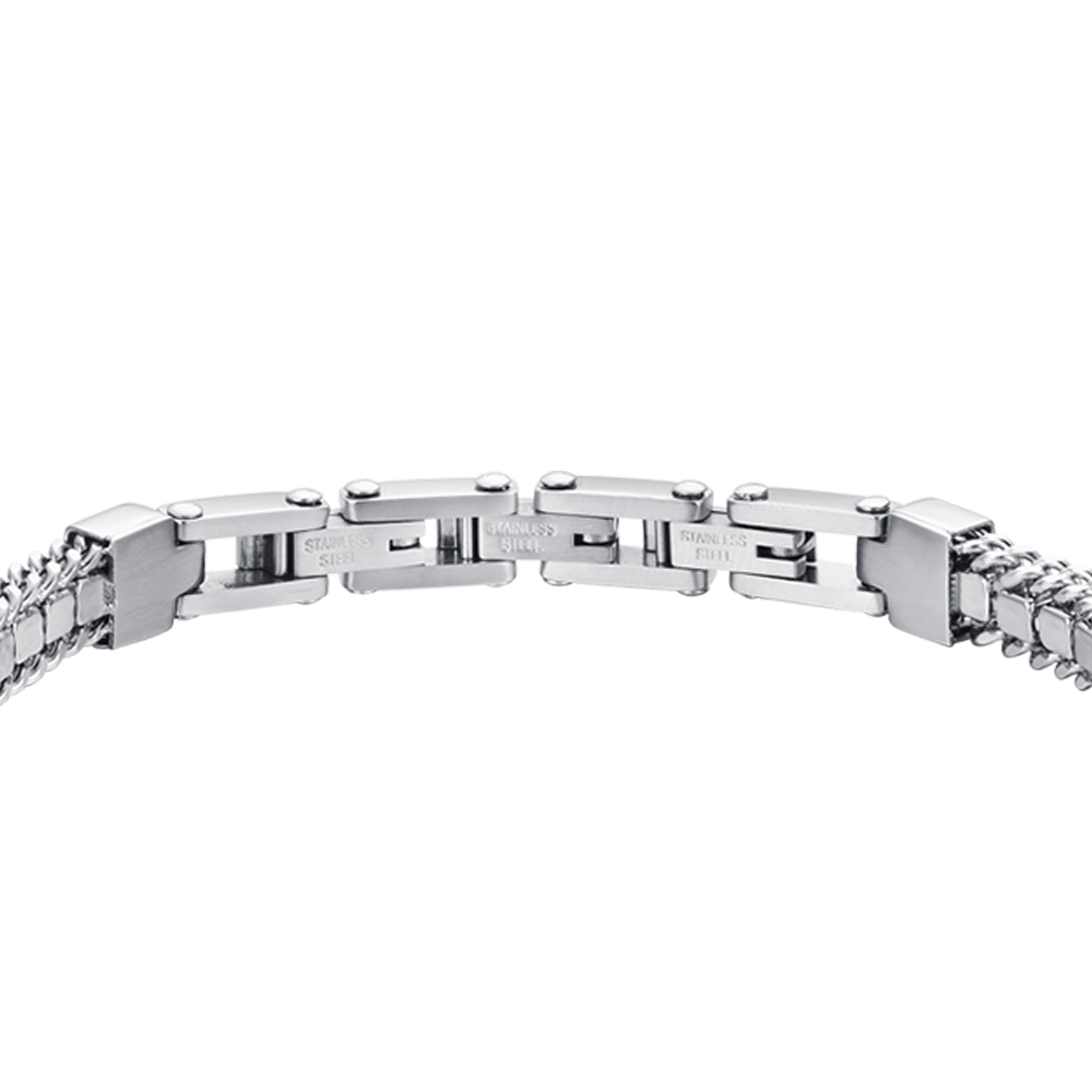BRACCIALE TENNIS UOMO IN ACCIAIO CON CRISTALLI BIANCHI