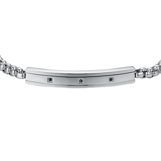BRACCIALE UOMO IN ACCIAIO ELEMENTO CON CRISTALLI NERI