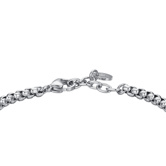 BRACCIALE UOMO IN ACCIAIO ELEMENTO CON CRISTALLI NERI