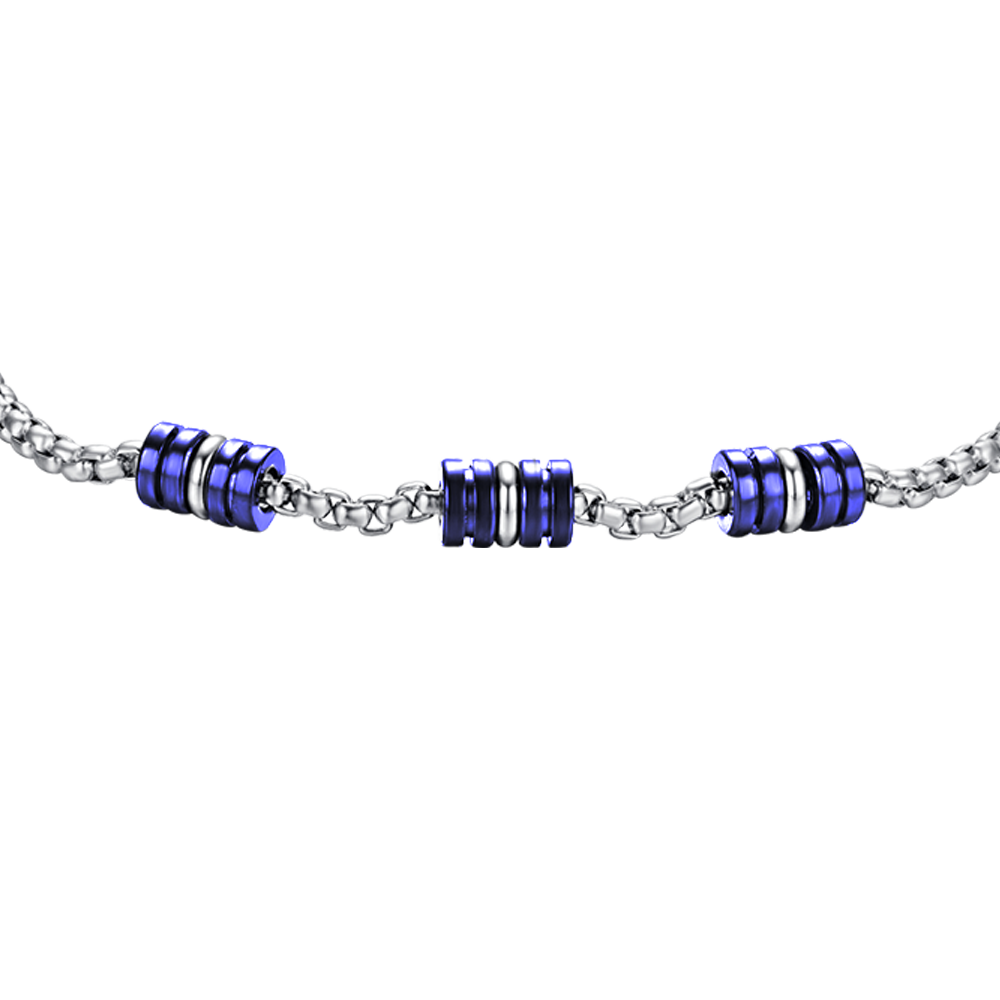 BRACCIALE UOMO IN ACCIAIO CON ELEMENTI IP BLU E SILVER