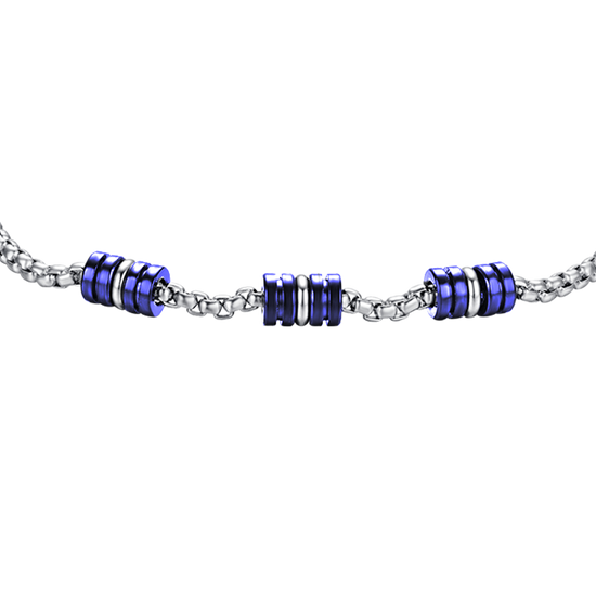 BRACCIALE UOMO IN ACCIAIO CON ELEMENTI IP BLU E SILVER